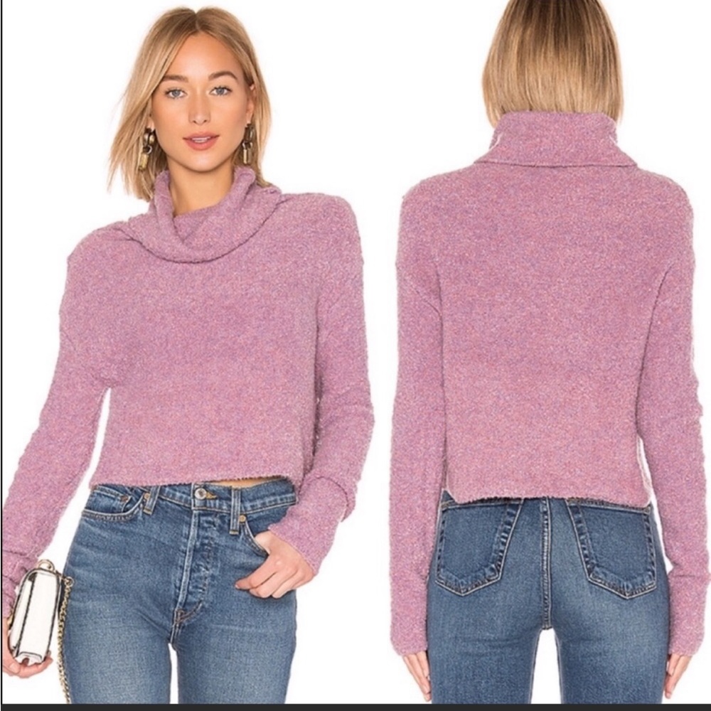 Free People Stormy Wool Blend Sweater Cowl Neck light purple Size Small